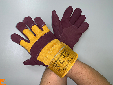 Перчатки спилковые комбинированные утепленные ТРАЛ СТАНДАРТ  по оптовым ценам в Москве от производителя, с доставкой