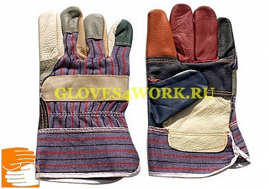 Перчатки кожаные комбинированные РАДУГА СТАНДАРТ  по оптовым ценам в Москве от производителя, с доставкой