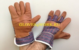 Купить оптом Перчатки кожаные комбинированные ЗАЩИТА , от производителя в Москве, с доставкой