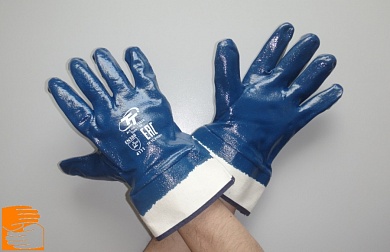 Перчатки х/б с полным нитриловым покрытием с начесом манжет крага (двойное покрытие) ТТ р.10 по оптовым ценам в Москве от производителя, с доставкой