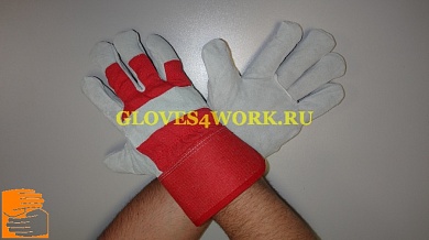 Перчатки спилковые комбинированные утепленные ТРАЛ ЛЮКС по оптовым ценам в Москве от производителя, с доставкой