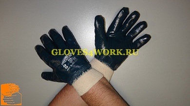Перчатки х/б с полным нитриловым покрытием с начесом мягкий манжет (двойное покрытие) ПРЕМИУМ по оптовым ценам в Москве от производителя, с доставкой