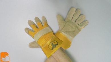 Перчатки спилковые комбинированные с усиленным наладонником ДОКЕР СТАНДАРТ по оптовым ценам в Москве от производителя, с доставкой