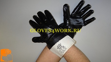 Перчатки х/б с полным нитриловым покрытием с начесом манжет крага (тройное покрытие) ANSELL EDGE 48-500 по оптовым ценам в Москве от производителя, с доставкой