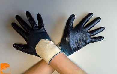 Перчатки трикотажные х/б вязаные с частичным нитриловым покрытием БИРЮЗА ЛАЙТ по оптовым ценам в Москве от производителя, с доставкой