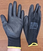 Перчатки нейлоновые 15 кл. черные с черным полиуретановым покрытием ИНЕЙ-PU ЛЮКС р. 9(L) (упаковка 1200 пар) по оптовым ценам от производителя, с доставкой