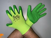 Перчатки нейлоновые 15 кл. со вспененным полиуретановым покрытием ЛЮКС (салатово-зеленые) 36-38 г. по оптовым ценам от производителя, с доставкой
