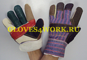 Купить оптом Перчатки кожаные комбинированные утепленные РАДУГА ЛЮКС (мебельная кожа), от производителя, с доставкой