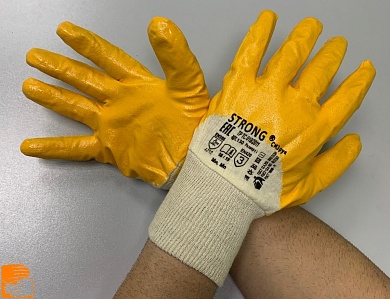 Перчатки х/б с частичным нитриловым покрытием STRONG ЛАЙТ ЛЮКС жёлтые по оптовым ценам от производителя, с доставкой