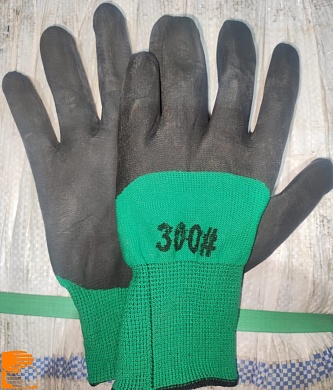 Перчатки нейлоновые 15 кл. зеленые с черным вспененным 3/4 латексным покрытием ЛЮКС 46-48 г. р.9-10 (упаковка 720 пар) по оптовым ценам в Москве от производителя, с доставкой