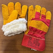Перчатки спилковые комбинированные утепленные (белый мех) р.11 по оптовым ценам от производителя, с доставкой
