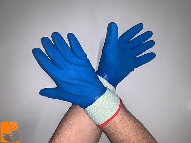 Перчатки нейлоновые 15 кл. синие с полным вспененным латексным покрытием ТОРРО ПРЕМИУМ 68-70 г. по оптовым ценам от производителя, с доставкой