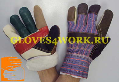 +++Перчатки кожаные комбинированные утепленные РАДУГА ЛЮКС (мебельная кожа) по оптовым ценам от производителя, с доставкой